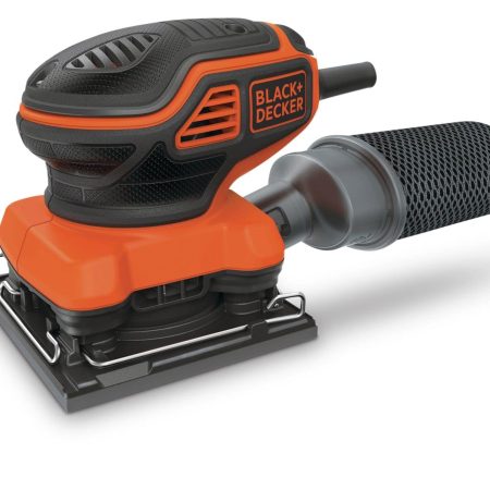 Black + Decker BDEQS300 2A Corded Single-Speed Paddle Switch Sheet Sander with Dust Bag, 1/4-in