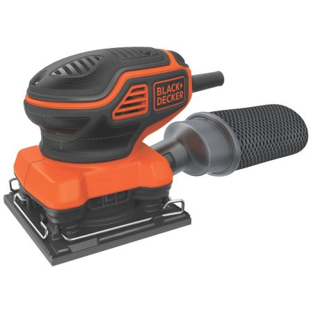 Black + Decker BDEQS300 2A Corded Single-Speed Paddle Switch Sheet Sander with Dust Bag, 1/4-in