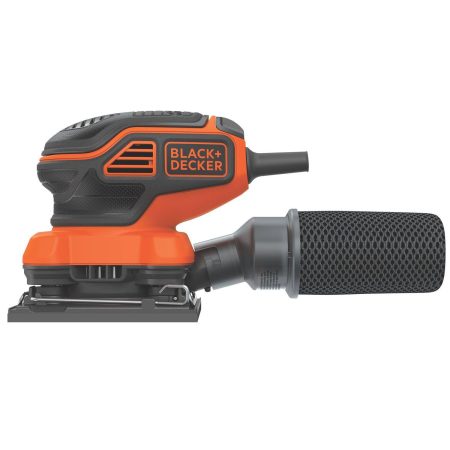 Black + Decker BDEQS300 2A Corded Single-Speed Paddle Switch Sheet Sander with Dust Bag, 1/4-in