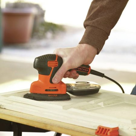 Black + Decker BDEMS600 Mouse 1.2A Corded Single Speed Detail Sander with Dust Canister