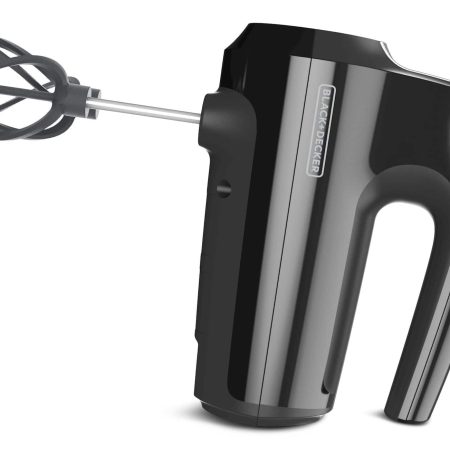 Black & Decker Helix Hand Mixer, Premium Performance 5 Speed Hand Mixer, Includes 5 Attachments and Case, Black