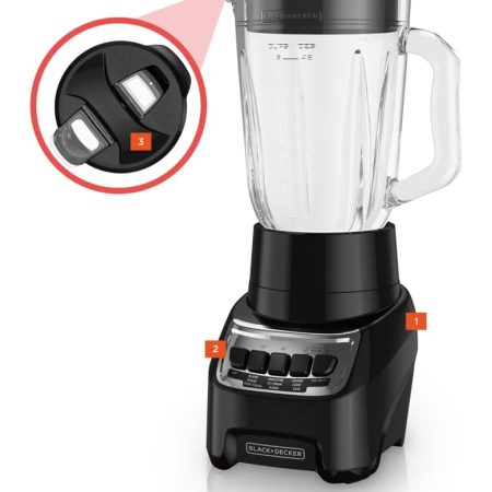 Black & Decker Blender Power Crush 4-Speed Piano Key, Black, 700W