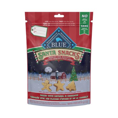 Blue Buffalo Santa Snacks Crunchy Dog Biscuits, Oatmeal & Cinnamon, 311-g