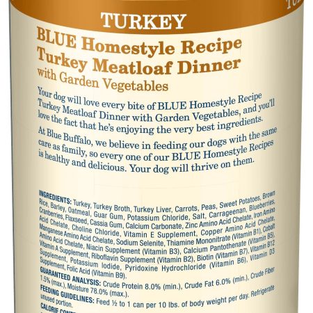 Blue Buffalo BLUE Homestyle Recipe Turkey Meatloaf with Vegetables Adult Wet Dog Food, 354-g