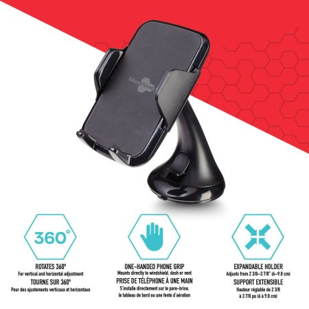 Bluehive 10W Wireless Charging Dash & Vent Phone Mount Compatible with Qi-Enabled Devices, with 360° Swivel Mount