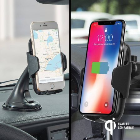 Bluehive 10W Wireless Charging Dash & Vent Phone Mount Compatible with Qi-Enabled Devices, with 360° Swivel Mount