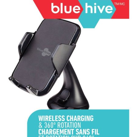 Bluehive 10W Wireless Charging Dash & Vent Phone Mount Compatible with Qi-Enabled Devices, with 360° Swivel Mount