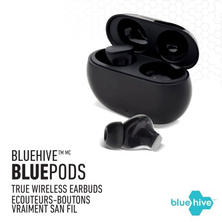 Bluehive Bluepods True Wireless Earbuds with 22 Hour Battery Life & Fast Charging, Black