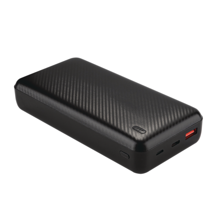 Bluehive Carbon 20,000 mAh PD Fiber Portable Power Bank with 3 LED Indicator & Multiple USB Ports, Black