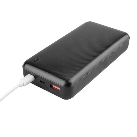 Bluehive Carbon 20,000 mAh PD Fiber Portable Power Bank with 3 LED Indicator & Multiple USB Ports, Black