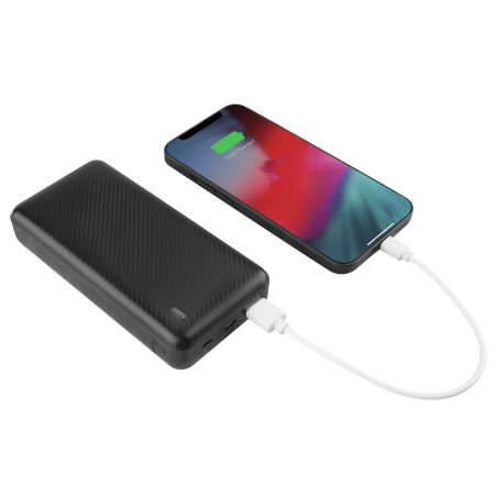 Bluehive Carbon 20,000 mAh PD Fiber Portable Power Bank with 3 LED Indicator & Multiple USB Ports, Black