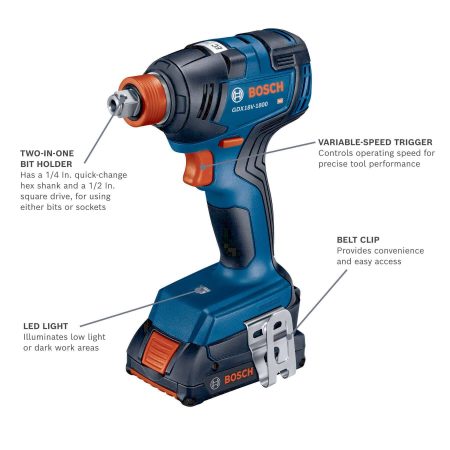 Bosch Freak GDX18V-1800 18V 2-in-1 Bit/Socket Brushless Impact Driver