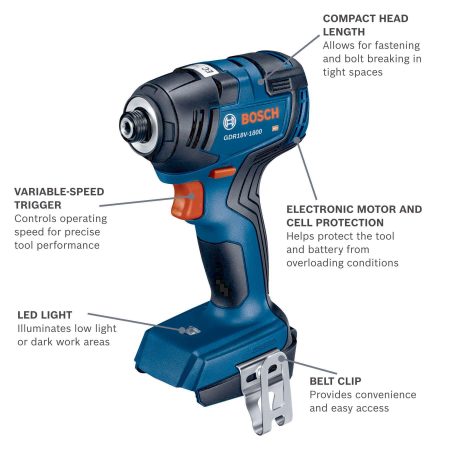 Bosch 18V Compact 2-Tool Brushless Impact Driver and Drill Combo Kit