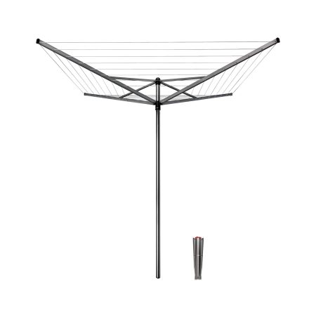 Brabantia Topspinner Outdoor Umbrella Rotary Clothesline Dryer with Ground Spike, 1.75-in D x 74.8-in H