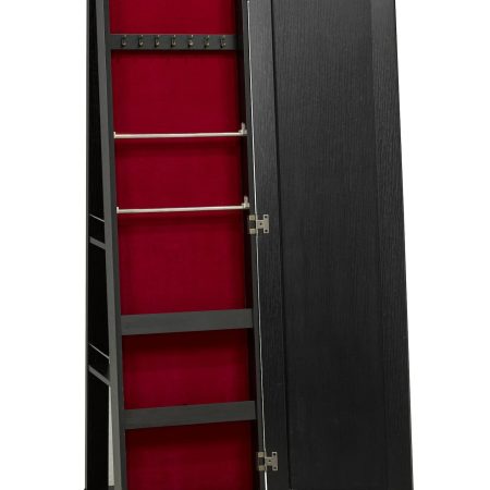 Brassex 3-Tier Freestanding Jewelry Storage Cabinet with Mirror, Black