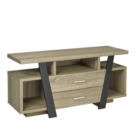 Brassex Angular Media TV Stand with Storage, Dark Taupe, 47-in