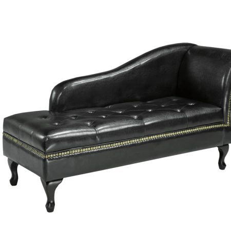 Brassex Fabric Storage Chaise, Black