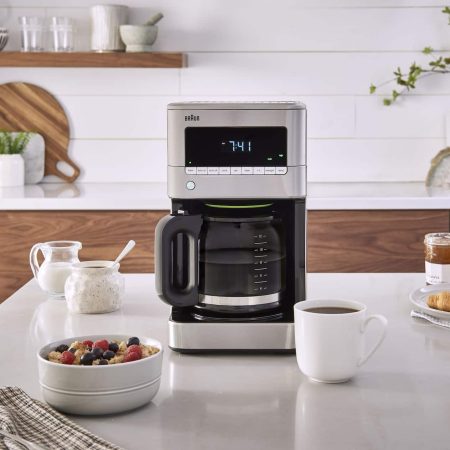 Braun BrewSense Programmable Coffee Maker w/ Glass Carafe, Stainless Steel, 12 Cups