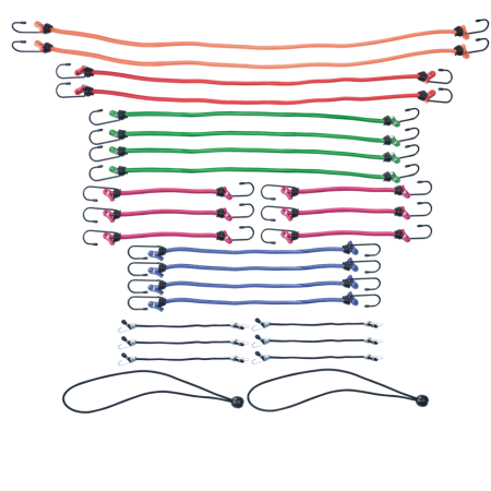 Certified Standard Bungee Cord Kit, Assorted Sizes, 26-pk