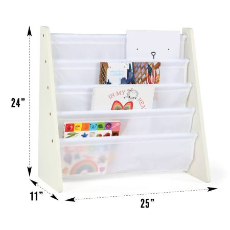 Humble Crew  Kids 5-Tier Bookshelf/Book Storage Rack Organizer For Bedroom/Playroom, White