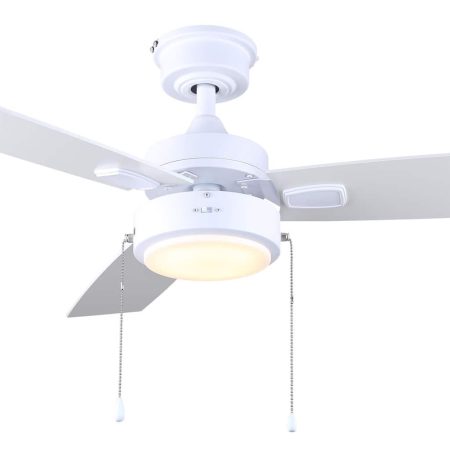 KOLT 42-in Indoor Pull Chain LED Ceiling Fan, White