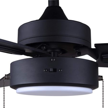 KOLT 42-in Indoor Pull Chain LED Ceiling Fan, Black