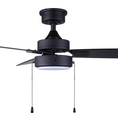 KOLT 42-in Indoor Pull Chain LED Ceiling Fan, Black