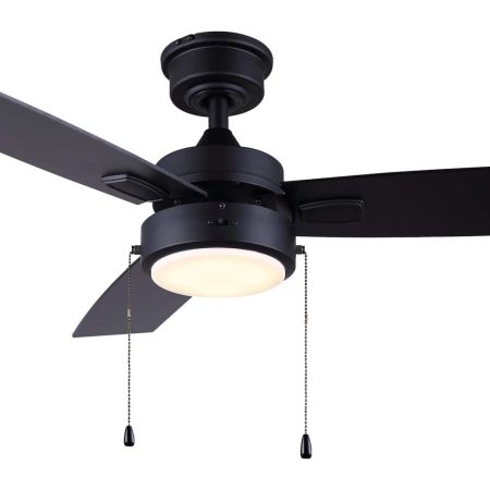 KOLT 42-in Indoor Pull Chain LED Ceiling Fan, Black