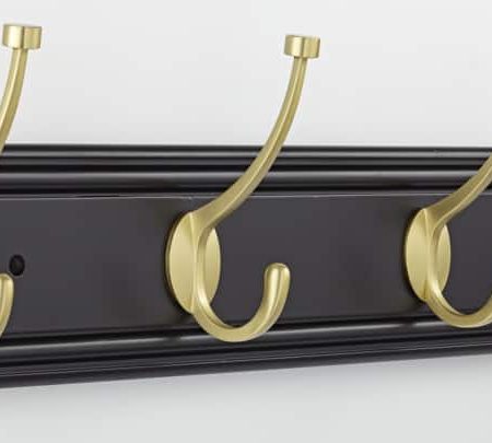 CANVAS Galena Stainless Steel 4-Hook Pill Top Rail, Black/Brass, 27-in