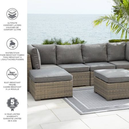 CANVAS Bala Square Outdoor Patio Sectional Set w/UV-Resistant Cushions, 6-pc