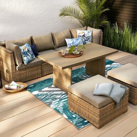 CANVAS Bala Rectangle Outdoor Patio Sectional Lounger Chair w/UV-Resistant Cushions