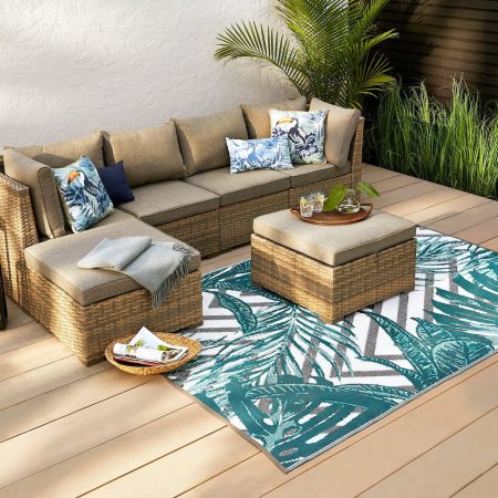 CANVAS Bala Rectangle Outdoor Patio Sectional Lounger Chair w/UV-Resistant Cushions