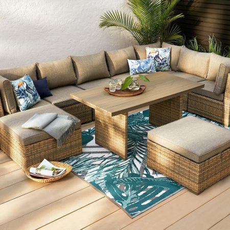 CANVAS Bala Rectangle Outdoor Patio Sectional Lounger Chair w/UV-Resistant Cushions