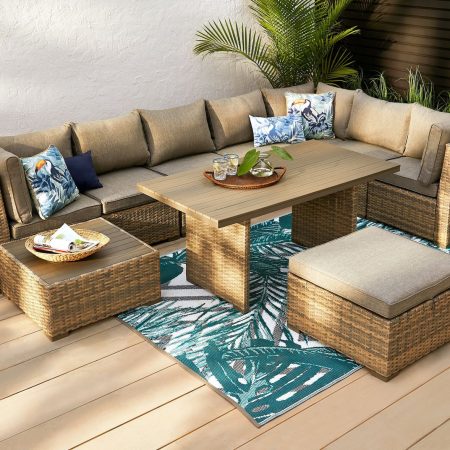 CANVAS Bala Rectangle Outdoor Patio Sectional Lounger Chair w/UV-Resistant Cushions