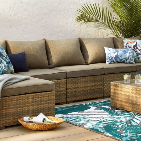 CANVAS Bala Square Outdoor Patio Sectional Set w/UV-Resistant Cushions, 6-pc