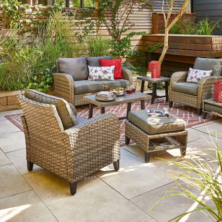 CANVAS Breton Rectangle All-Weather Wicker Outdoor Patio Ottoman