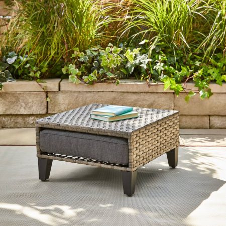 CANVAS Breton Rectangle All-Weather Wicker Outdoor Patio Ottoman