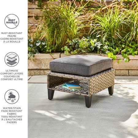 CANVAS Breton Rectangle All-Weather Wicker Outdoor Patio Ottoman