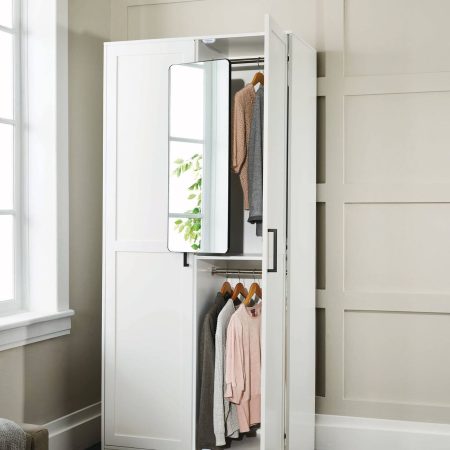 CANVAS Carleton 2-Door Wardrobe with Pull-out Mirror, 36 x 19.5 x 78-in, White