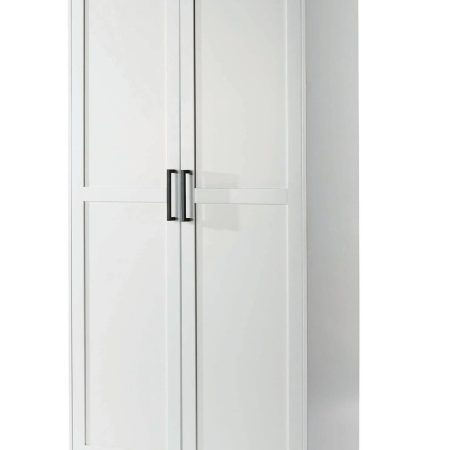 CANVAS Carleton 2-Door Wardrobe with Pull-out Mirror, 36 x 19.5 x 78-in, White