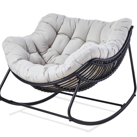 CANVAS Cove All-Weather Steel & Wicker Outdoor/Patio Rocking Chair with Large UV-Resistant Cushion