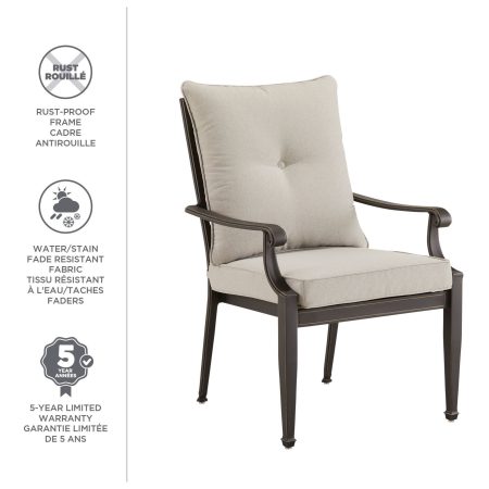 CANVAS Coventry Hills Outdoor/Patio Dining Chair w/ UV & Water Resistant Cushion, Dove