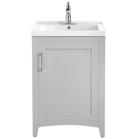 Canvas Creston Single Door Single Sink Vitreous China Top Bathroom Vanity, Grey, 24-in