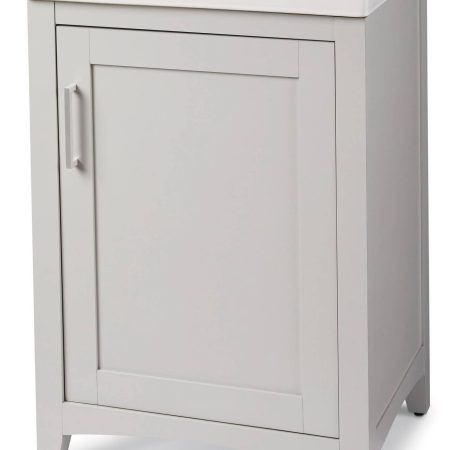 Canvas Creston Single Door Single Sink Vitreous China Top Bathroom Vanity, Grey, 24-in