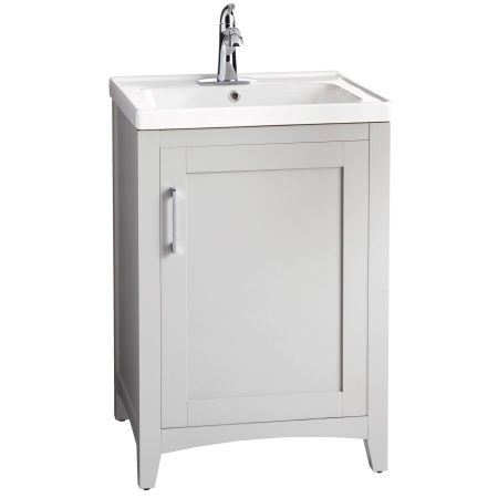 Canvas Creston Single Door Single Sink Vitreous China Top Bathroom Vanity, Grey, 24-in