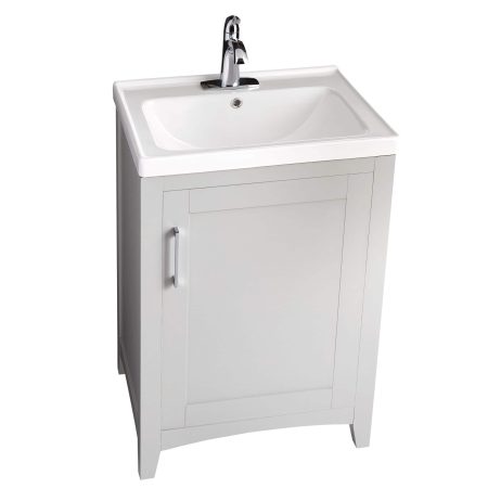 Canvas Creston Single Door Single Sink Vitreous China Top Bathroom Vanity, Grey, 24-in