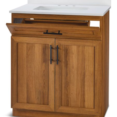 Canvas Danville Double Door Single Sink Stone Top Bathroom Vanity, Honey Oak, 30-in