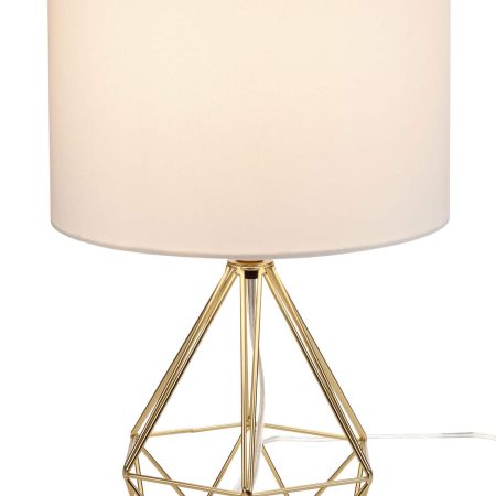 CANVAS Elita White Shade Geo Table Lamp, 16-in, Gold