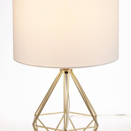 CANVAS Elita White Shade Geo Table Lamp, 16-in, Gold