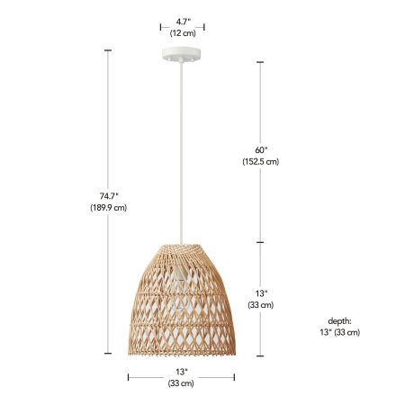 CANVAS Euclid 1-Light Pendant Light with Woven Shade, White